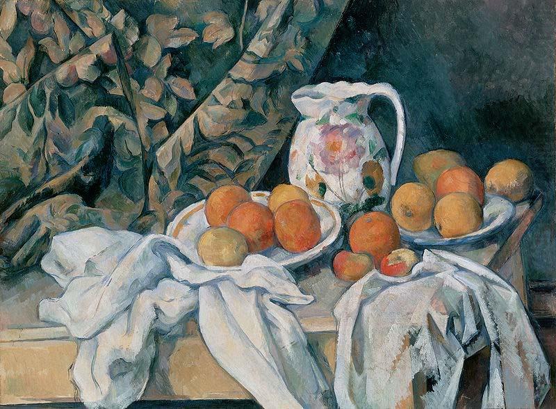 Still Life with a Curtain, Paul Cezanne